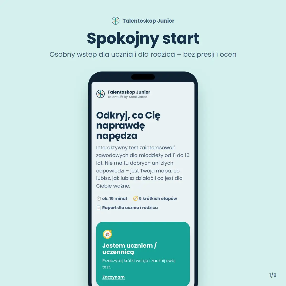 Wstęp dla ucznia i rodzica w teście Talentoskop Junior