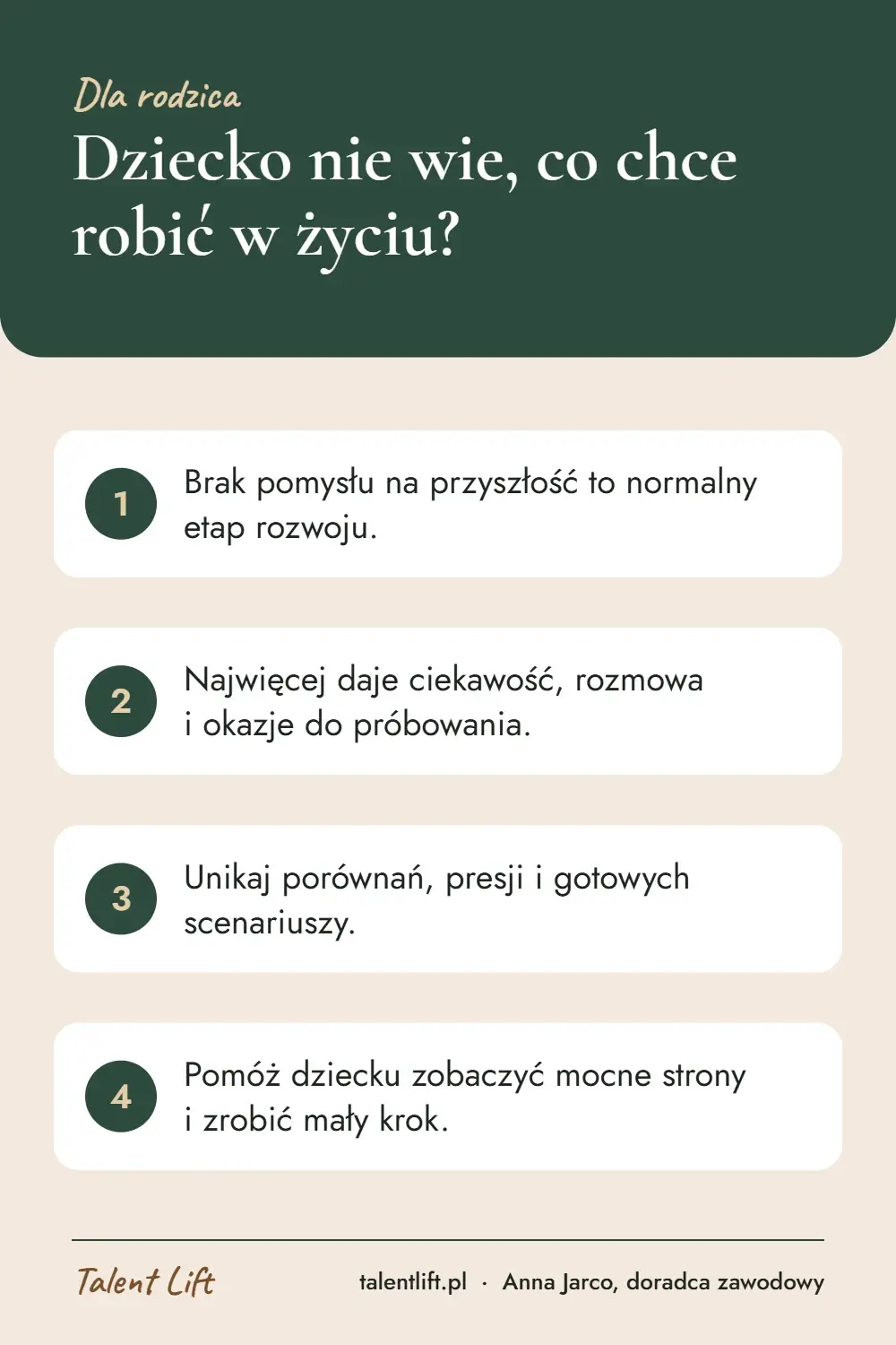 Infografika: Dziecko nie wie, co chce robić w życiu? – 4 najważniejsze wskazówki