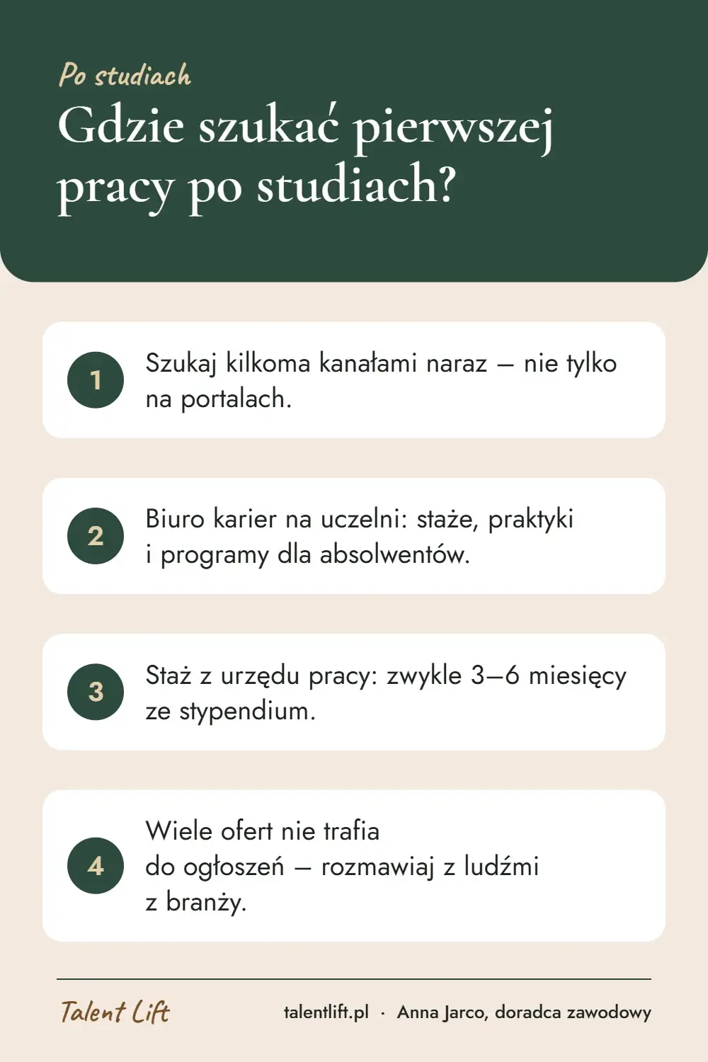 Infografika: Gdzie szukać pierwszej pracy po studiach? – 4 najważniejsze wskazówki