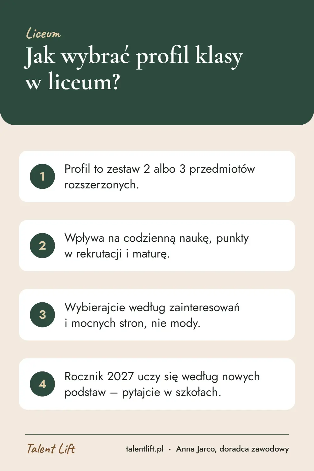 Infografika: Jak wybrać profil klasy w liceum? – 4 najważniejsze wskazówki