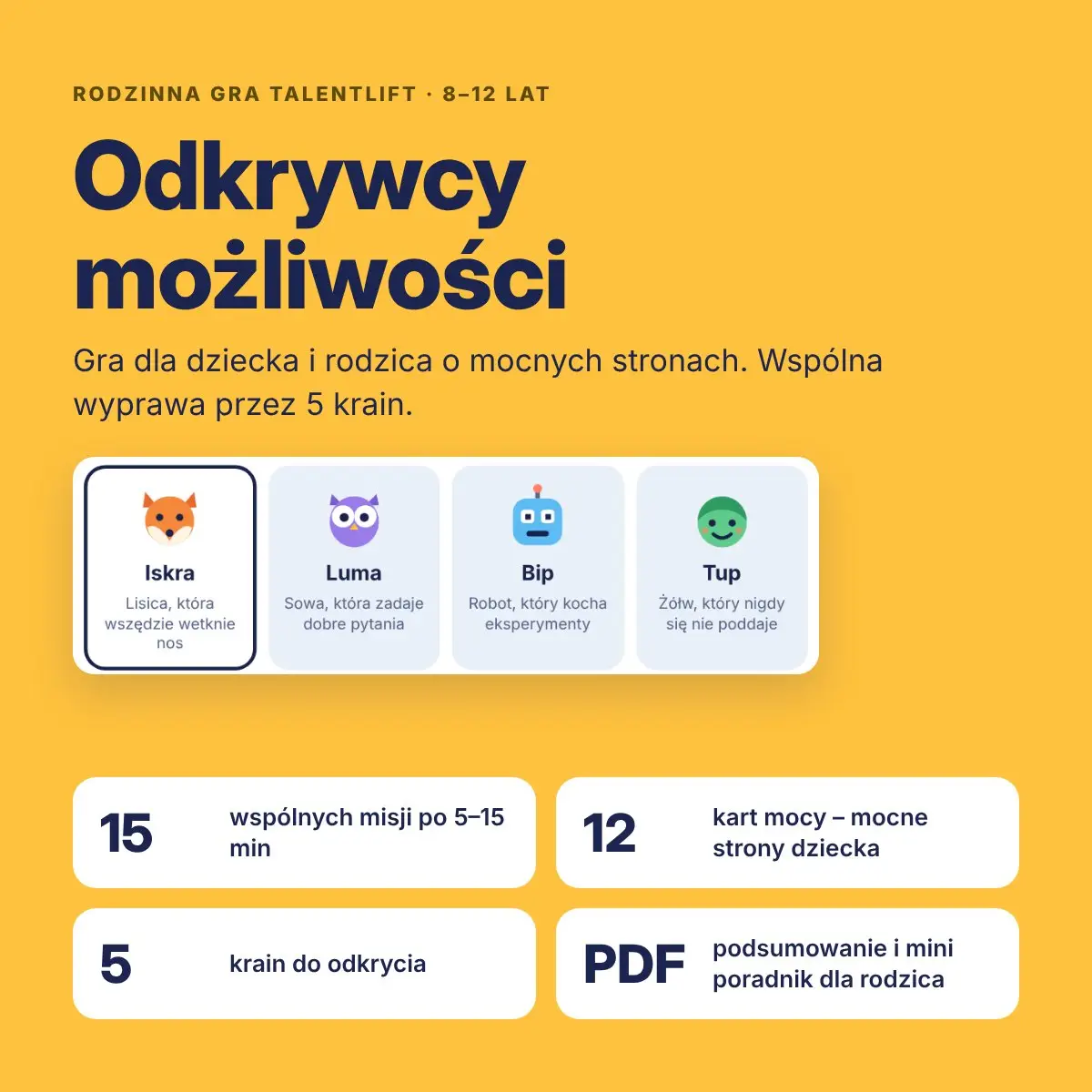 Odkrywcy możliwości – rodzinna gra o mocnych stronach dziecka dla dzieci 8–12 lat i rodziców