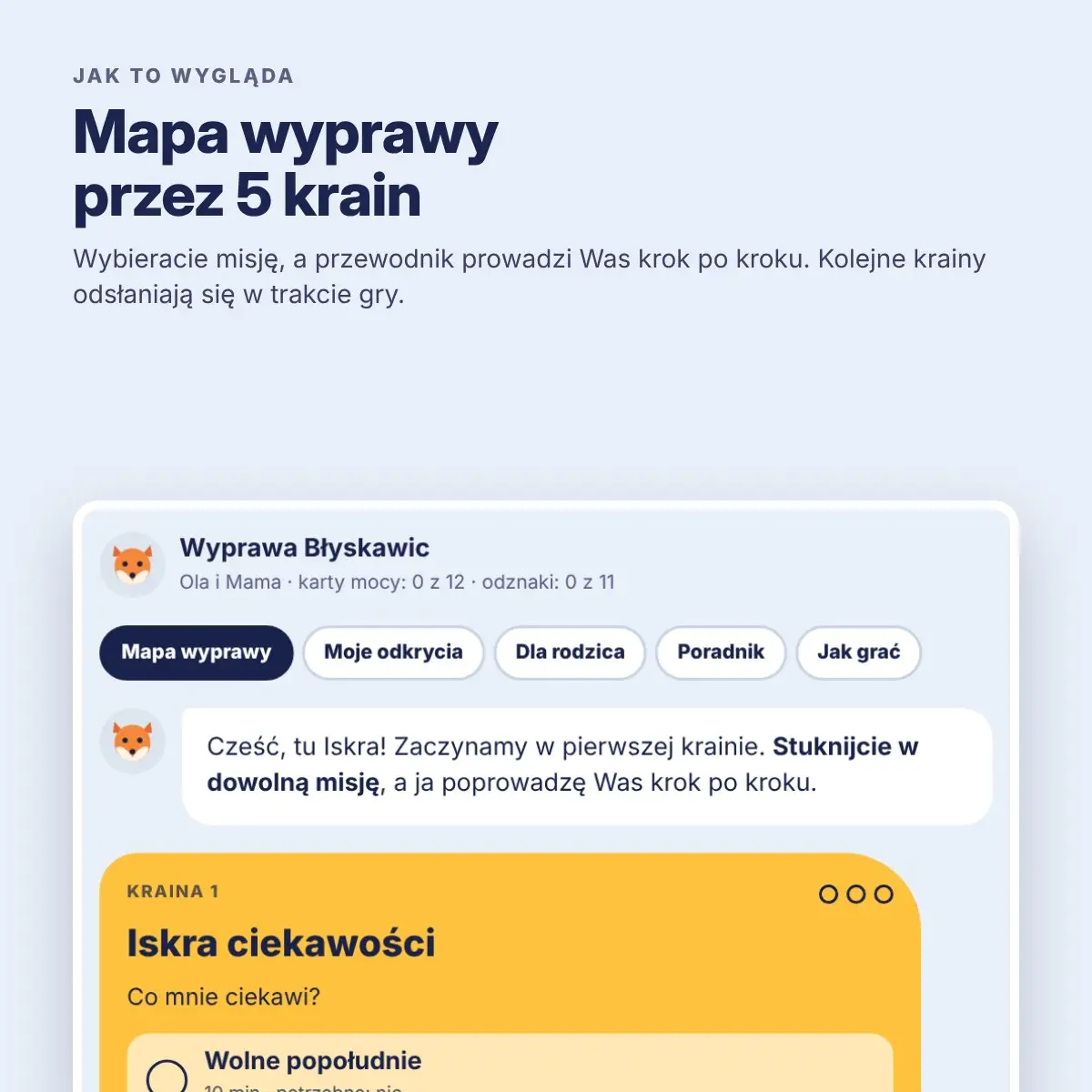 Mapa wyprawy w grze Odkrywcy możliwości – 5 krain i misje dla dziecka i rodzica