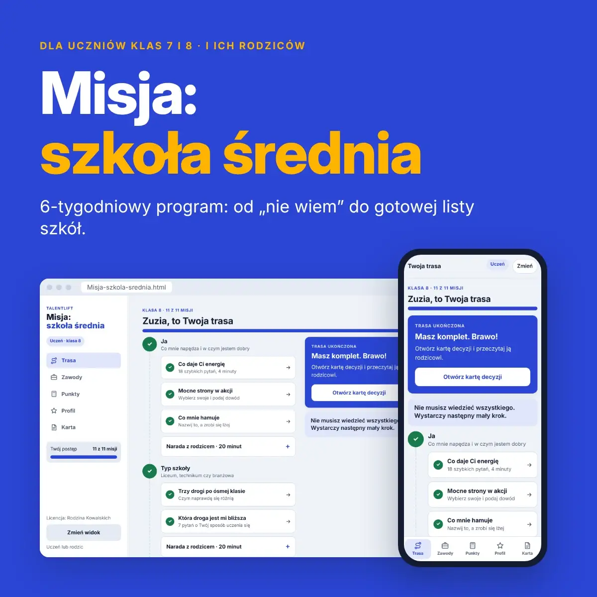 Misja: szkoła średnia – program dla uczniów klas 7 i 8 szkoły podstawowej i ich rodziców