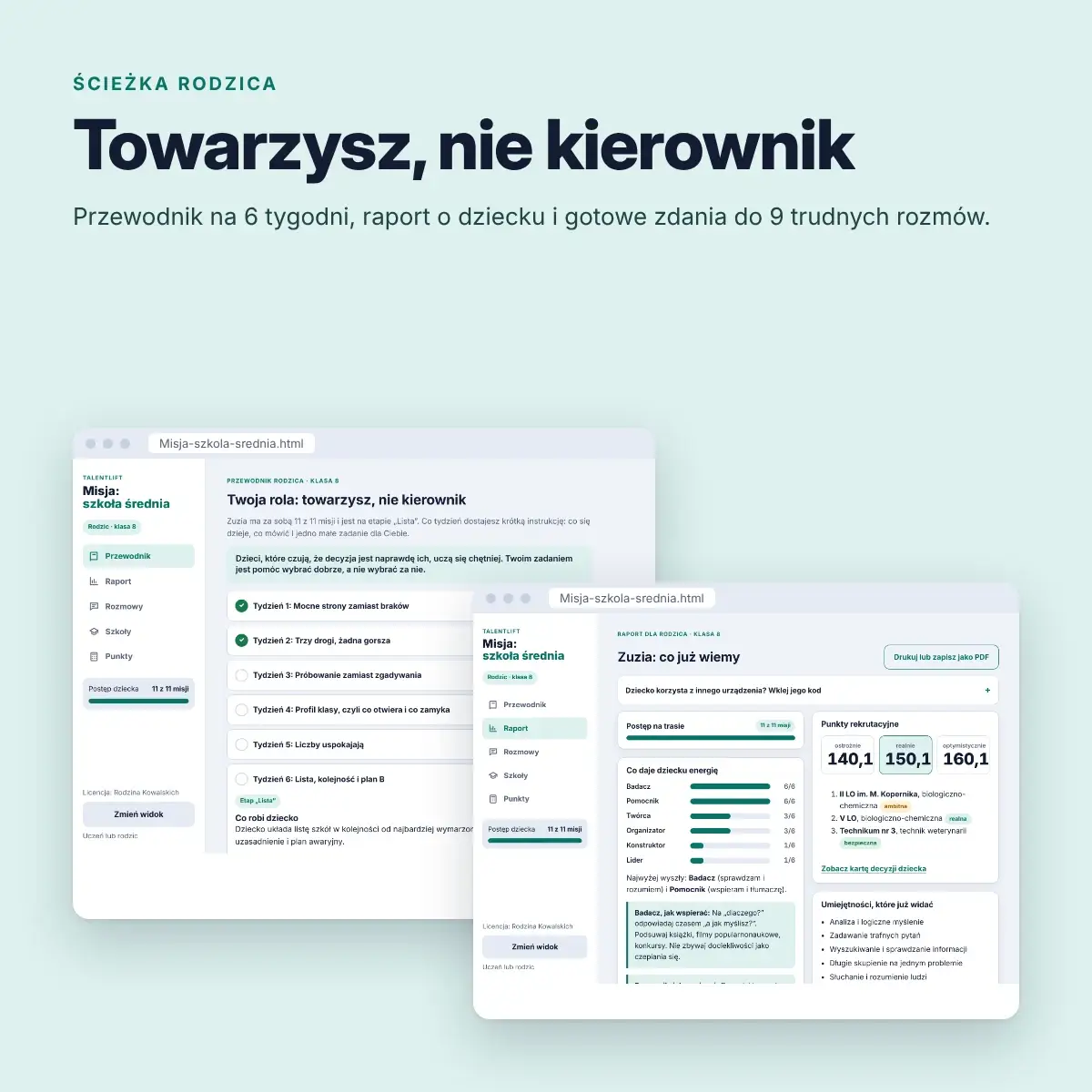 Ścieżka rodzica: przewodnik na 6 tygodni, raport o dziecku, trudne rozmowy
